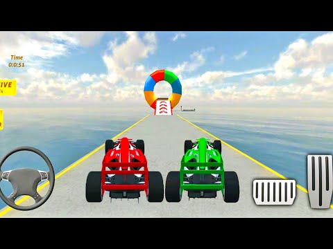 Red Green Formula Car Uphill Stunt Racing Game formula