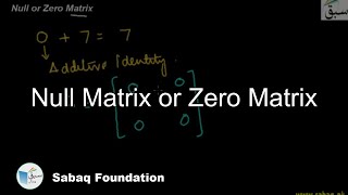 Null Matrix or Zero Matrix