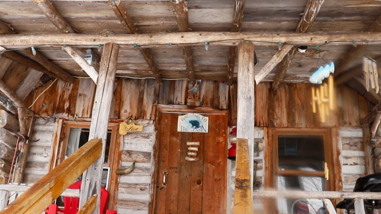 Log Cabin Doorway Visiting Terry's Off Grid Cabin