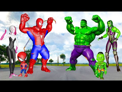 FAMILY HULK VS FAMIL IRON SPIDER-MAN - In real life