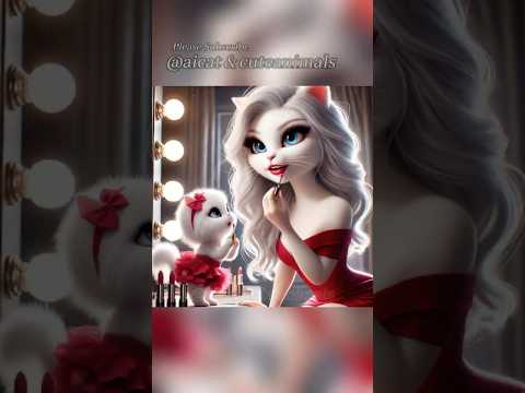 Watch This Cute Kitten Get a Purfect Makeup Makeover!看看这只可爱的小猫如何化上完美的妆#aicat #ai #cute #cat #shorts