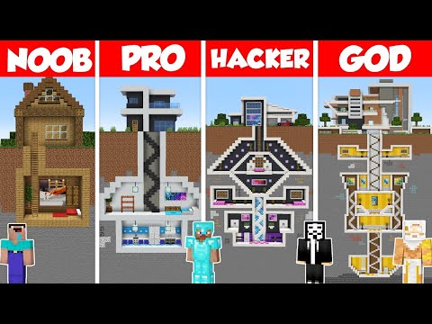 Underground Base Build Battle Challenge - Noob vs Pro vs Hacker vs God - Minecraft Animation