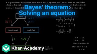 Bayes theorem - solving an equation [Hinglish] | Probability | Grade 12 | Math | Khan Academy