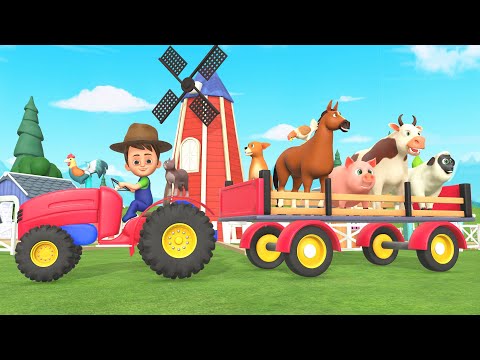 Baby Learn Farm Animals Names with Wooden House Toys - Transport Truck Tractor Toys for Kids