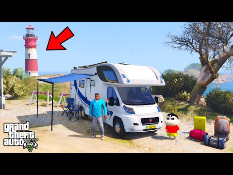 Franklin And Shinchan Start A Road Trip Journey With Luxury CAMPERVAN & Going to Lighthouse in GTA V