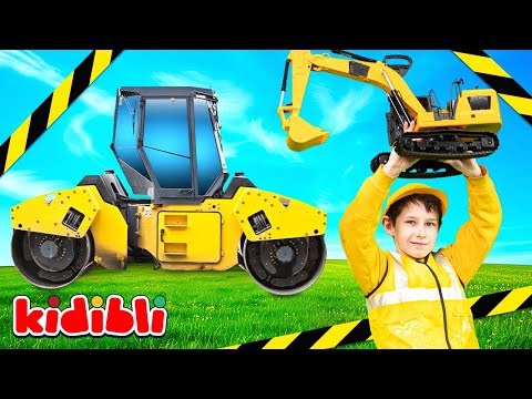 Maquinaria de Construcción en Acción 🚚 Camiones, Grúas y Excavadoras | Video para Niños | Kidibli