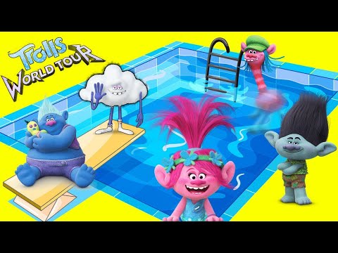 Dreamworks Trolls World Tour Swimming Pool with Summer DIY Play-Doh Toys #withme