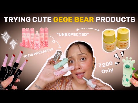 Trying ￼* CUTE * Makeup from Gege Bear 🐻😭✨ | #cutemakeup #makeuphaul
