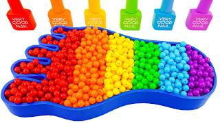 ASMR Video | Making Rainbow Foot Bathtub With Mixing Beads | Foots From Kinetic Sand Cutting