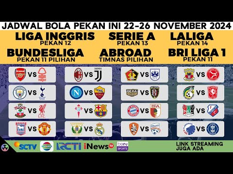 Jadwal Bola Malam Ini Live 2024 - EPL Liga Inggris SCTV, Serie A, LaLiga, Bundesliga RCTI, Liga 1