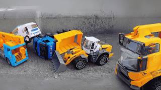 Exciting Police Car Rescue at the Construction Zone | Toy Excavator, Dump Truck, Backhoe, Bulldozer