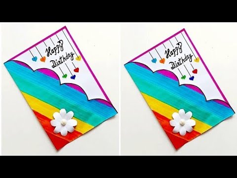 DIY Happy Birthday Greeting Card making • How to make easy and beautiful white paper handmade card