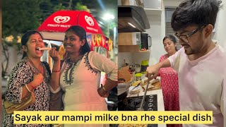 Sayak aur mampi milke bna rhe special dish