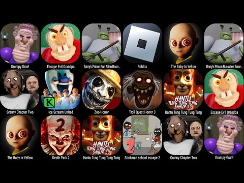 Grumpy Gran,Roblox,Escape Evil Grandpa,Alien Base,Granny Chapter Two,The Baby In Yellow,Death Park 2