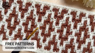 VERY EASY Mosaic Crochet Pattern for Beginners. 👌 🤎 Crochet Stitch for Baby Blanket, Bag & Scarf