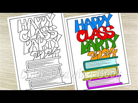 How to draw happy class party, Class Party Poster Drawing, Poster Art Ideas