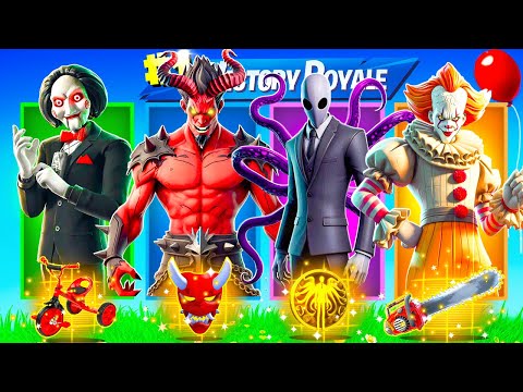 The RANDOM HALLOWEEN BOSS Challenge in Fortnite (Billy Jigsaw, Pennywise, Slenderman, Mephisto)