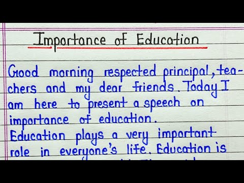 Speech on importance of education in english || Importance of education speech