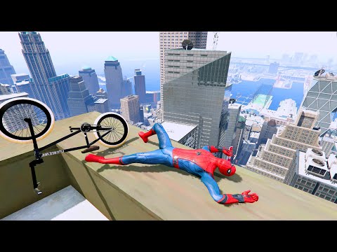 GTA 5 - Spiderman BMX Parkour Jumps Vol.72 (Euphoria Ragdolls)