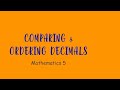 Comparing and Ordering Decimals