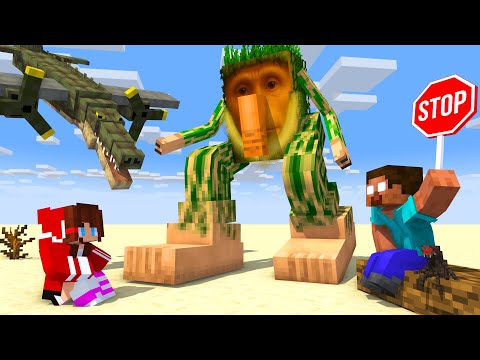 JJ's Girl and Herobrine vs BOMBARDINO CROCODILO and Brr Brr Patapim - Minecraft Animation