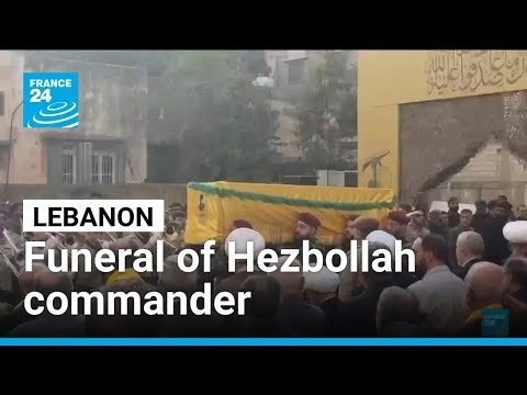 YouTube video thumbnail: Thousands Mourn Hezbollah Commander Killed in Israeli Airstrike