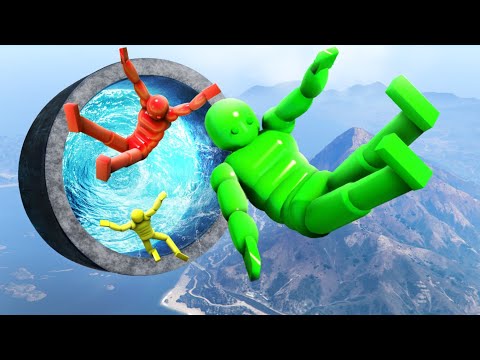 GTA 5 Ragdoll Dude Crazy Water Portal Jumps and Fails!