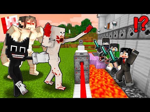 Best of Minecraft - Monsters vs Security Build Hacks (SCP - 096, Cartoon Cat and Evil Titan)