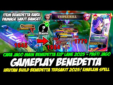 CARA JAGO MAIN BENEDETTA EXP LANE 2025 + COMBO BENEDETTA❗BUILD BENEDETTA TERSAKIT❗GAMEPLAY BENEDETTA