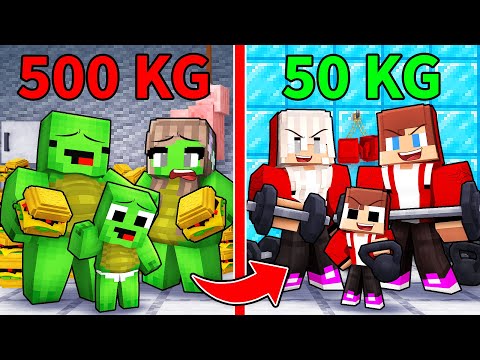 Mikey Family 500KG vs JJ Family 50KG in Minecraft (Maizen)