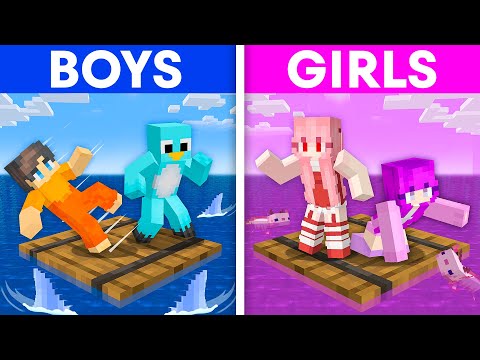 BOYS vs GIRLS: LOCKED on ONE Minecraft RAFT