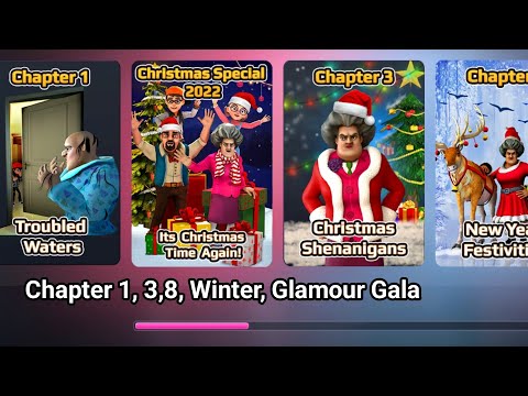 Scary Teacher 3D New Chapter 1, 3, 8, Christmas, Glamour Gala All pranks