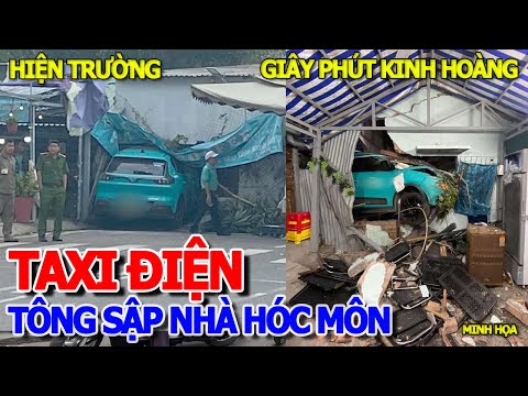 GIÂY PHÚT KINH HOÀNG - XE TAXI ĐIỆN "TÔNG SẬP" NHÀ DÂN HÓC MÔN & CHỢ BÀN CỜ VỀ BẾN VÂN ĐỒN QUẬN 4