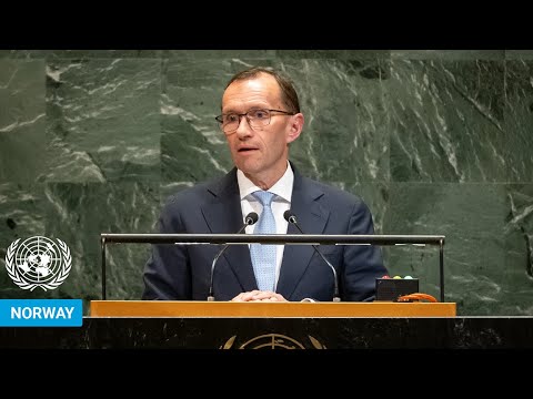 YouTube video thumbnail: Norway - Foreign Minister Addresses United Nations General Debate, 80th Session