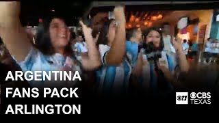 YouTube video thumbnail: Argentina Fans Pack Texas Live! to see Messi Make History