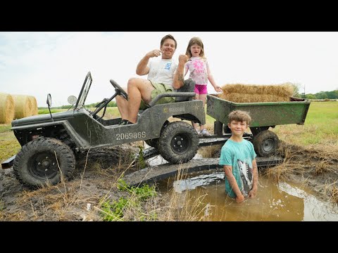 Saving Hay from Mud and Water | Tractors for kids