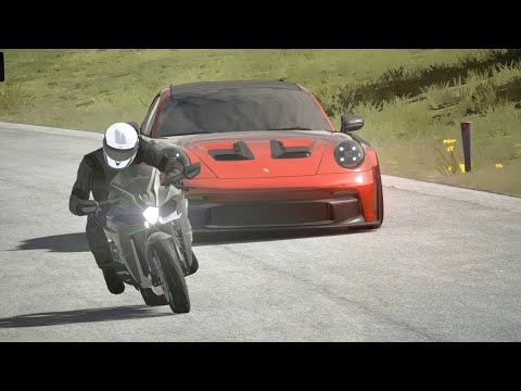 Kawasaki Ninja H2 vs Porsche GT3 RS, Bugatti Divo, Nissan GT-R at Old SPA