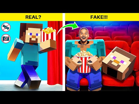 Minecraft Palsu vs Minecraft Asli! Tantangan Menyusup Ke Bioskop Dengan Mudah!