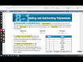Exploring Adding and Subtracting Polynomials