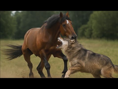 Что бывает когда собаки или волки бросаются на лошадь сзади #horses #wolves #dogs