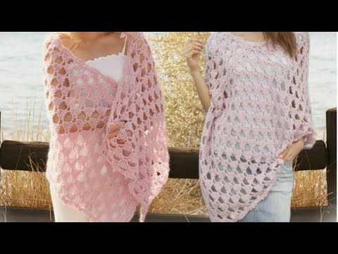 شال كروشيه مستطيل رقيق وبسيط/crochet shawl