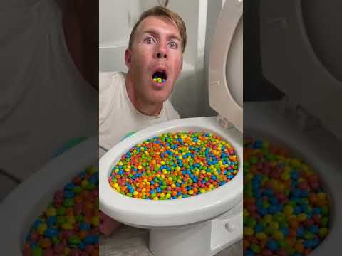 Eating Skittles Candy in Toilet #shorts