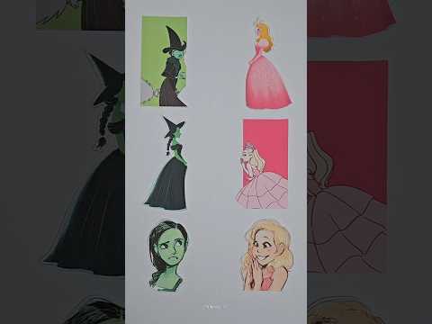 Elphaba and Glinda Line Matching Puzzle🧩 #shortsviral #wicked #art