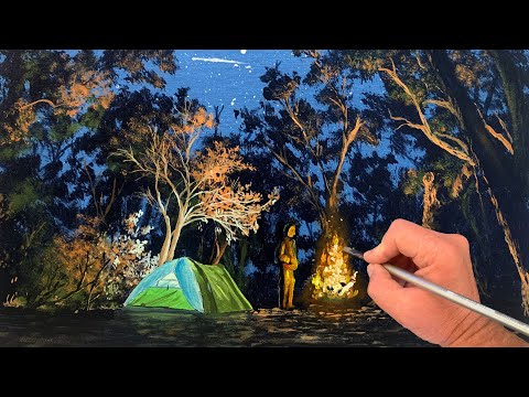 How to Paint a Camp Fire Night Painting in Oil | Paint with Nolan