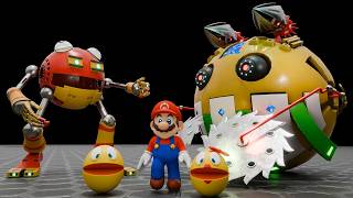 Pacman, Robot Protector and Super Mario vs Saw- Claw- Missile Combat Monster