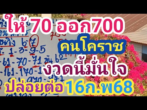 คนโคราช ให้70ออก700 ปล่อยต่อ งวดนี้มั่นใจคัก 16ก.พ68