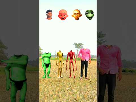 Dancing red siren, yellow alien & green jockercorrect head matching game funny magical vfx
