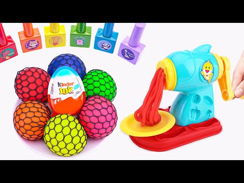 Satisfying Video l DIY How to make Rainbow Noodles with Kinetic Sand Cutting Stress Ball | Show ASMR