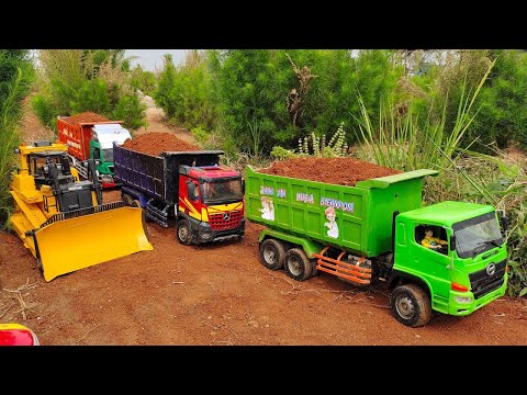 Lewat Jalan Lumpur Mobil Truk Tronton Fuso 220ps, Isuzu Giga, Hino 500 Muatan Berat Oleng Muat Tanah