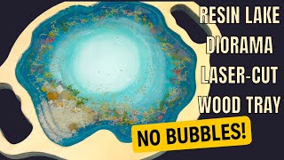 RESIN POND DIORAMA in a Laser-Cut Wood Tray| No Bubbles! Flux Ador + Resiners Bubble Remover Pro